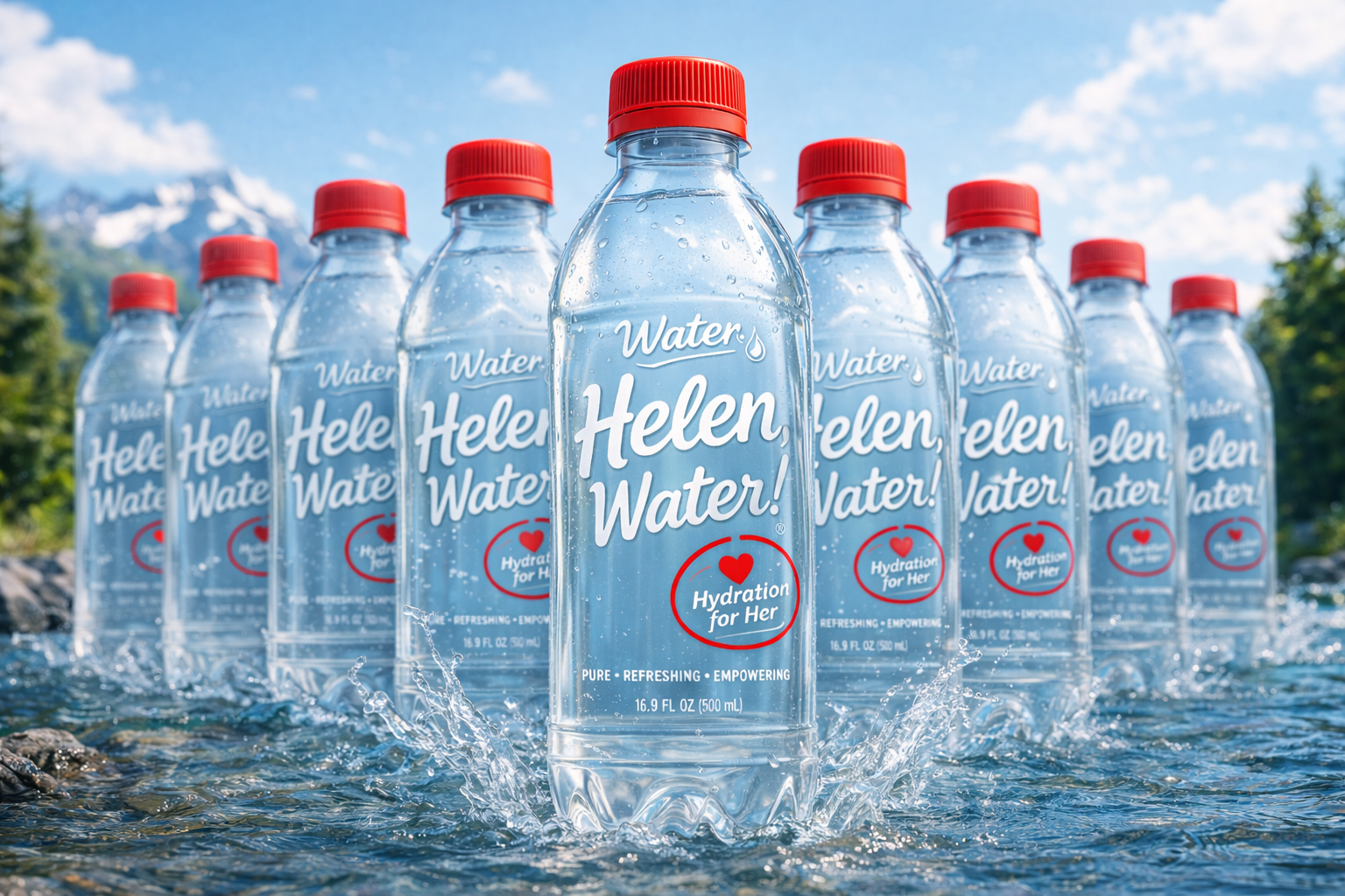 Refreshing bottles splashing